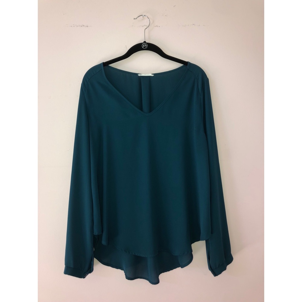 Dark Green Chiffon Long Sleeve